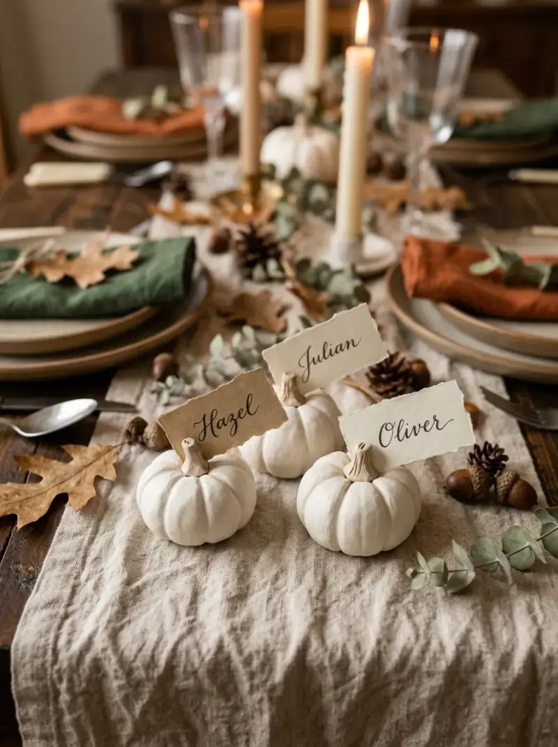 Seasonal Pumpkin Place Card Holders