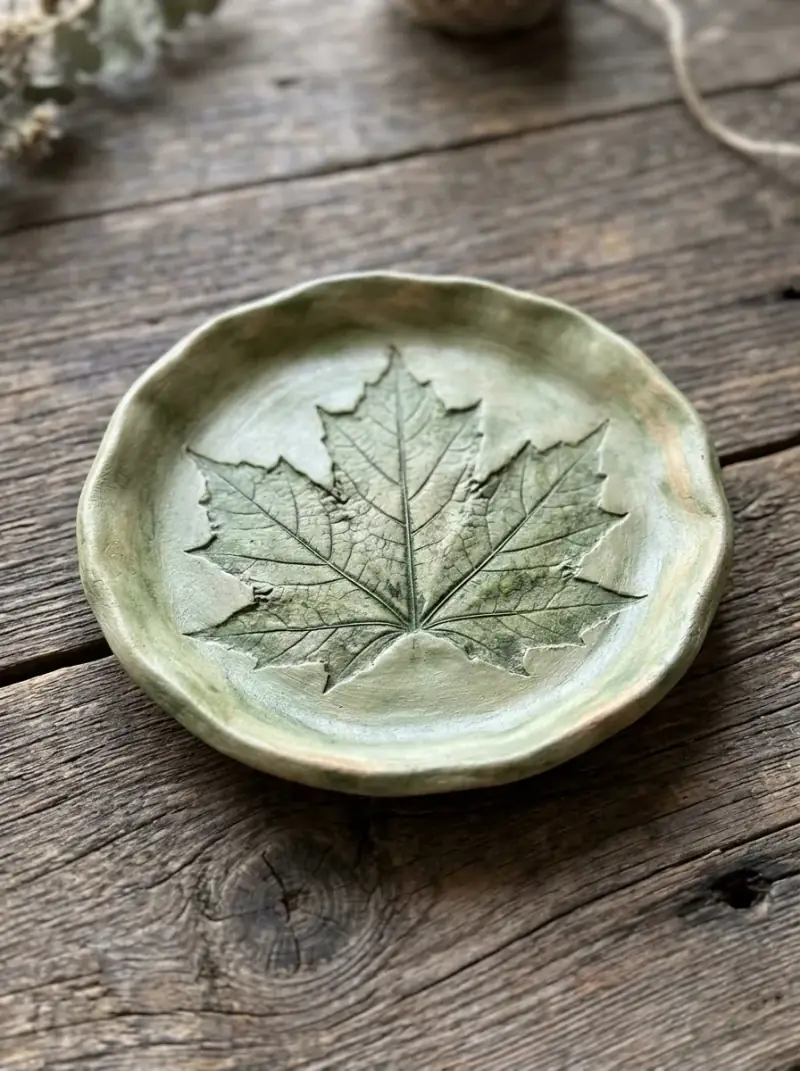 Trinket Bowl with Leaf Imprint