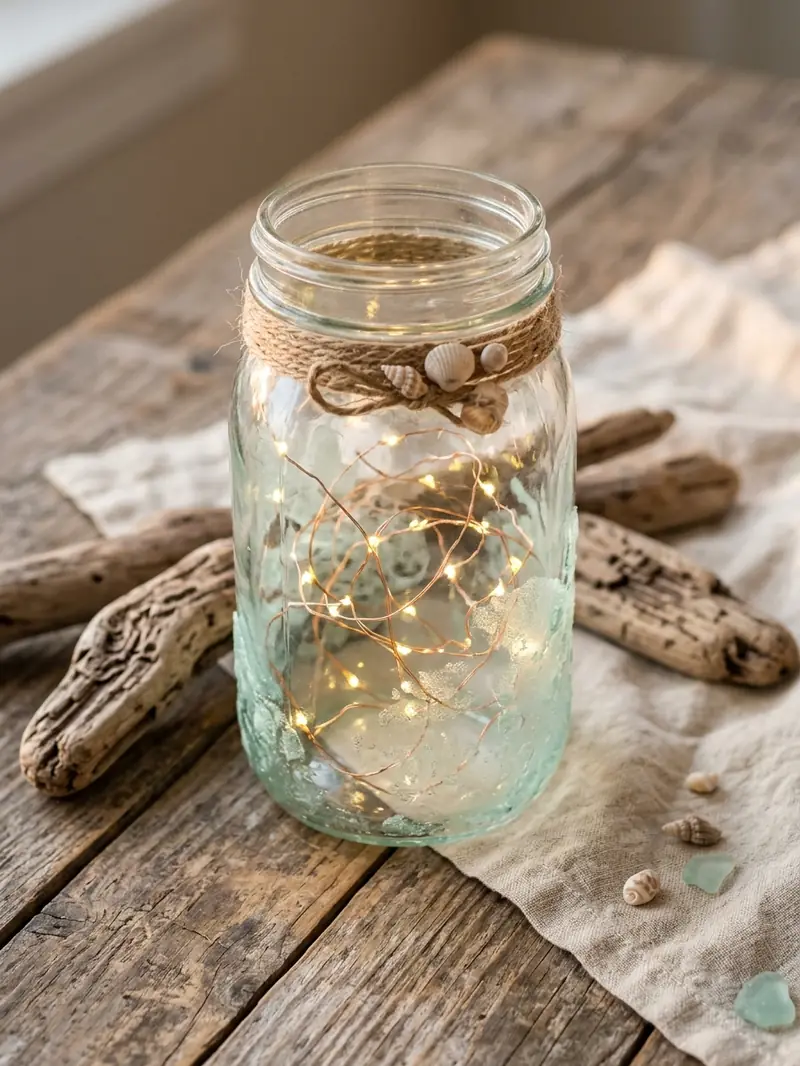 Beach-Inspired Mason Jar Lantern