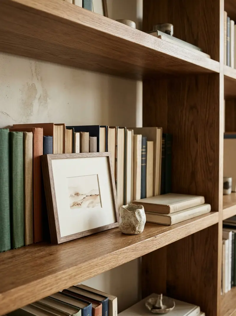 Layer Small Artwork in Front of Books