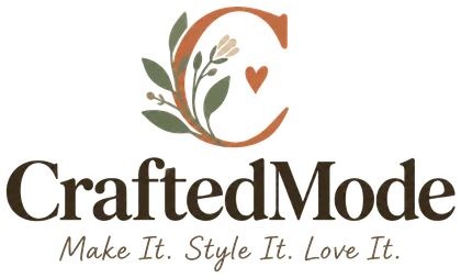 CraftedMode logo: a terracotta letter C with green leaves and a small heart, with the tagline Make It. Style It. Love It.