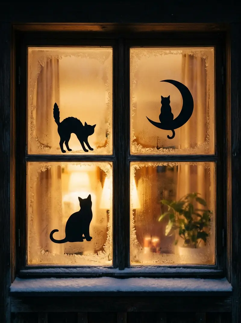 Black Cat Window Silhouettes
