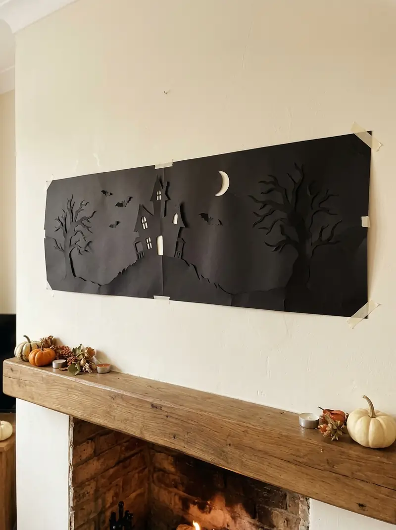 Haunted House Silhouette Banner