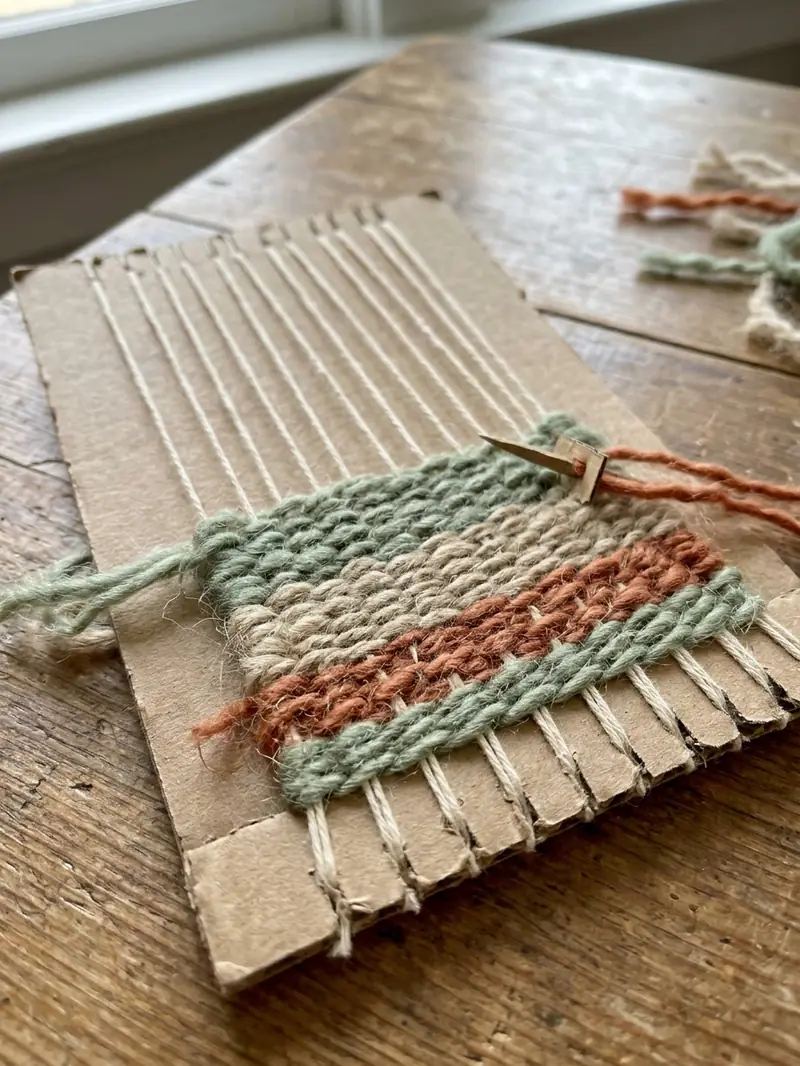 Cardboard Loom Weaving