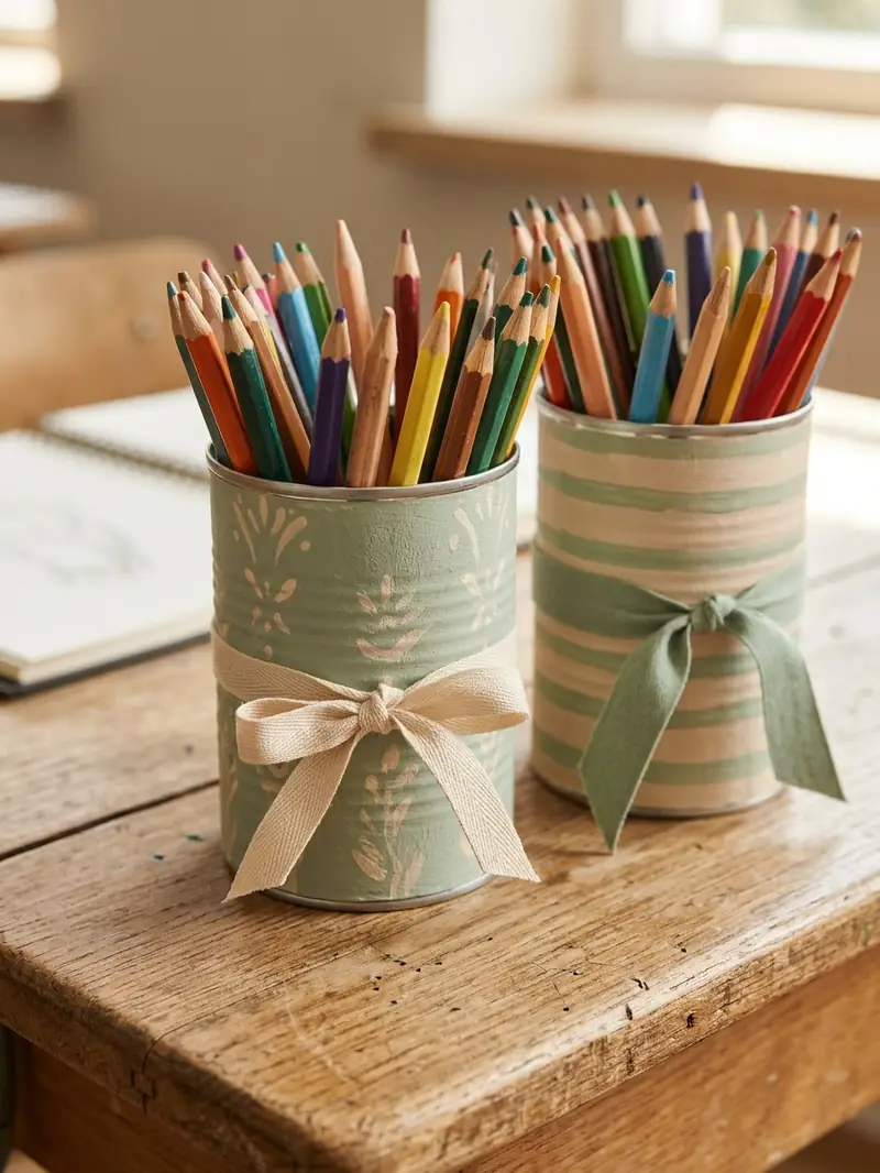Tin Can Pencil Cups