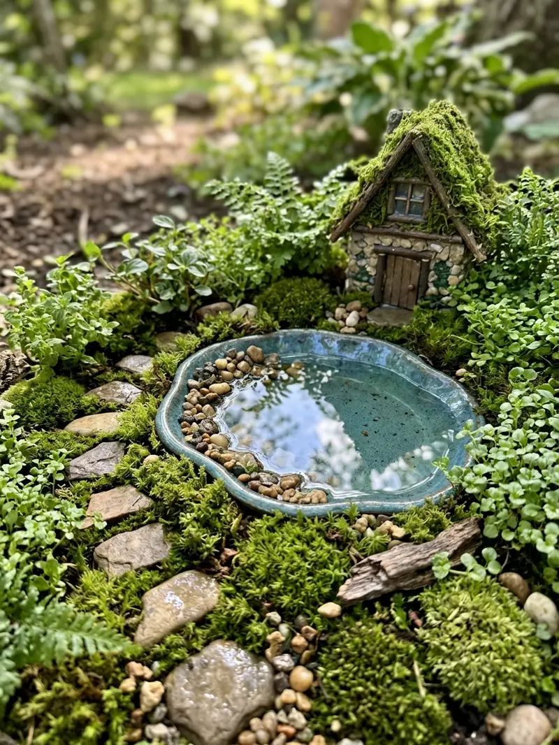 Fairy Garden With a Miniature Pond