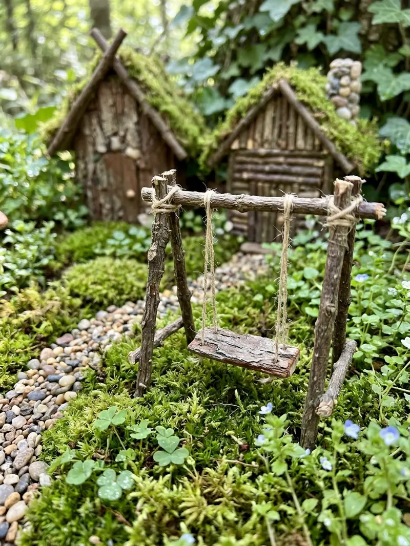 Fairy Garden With a Miniature Swing