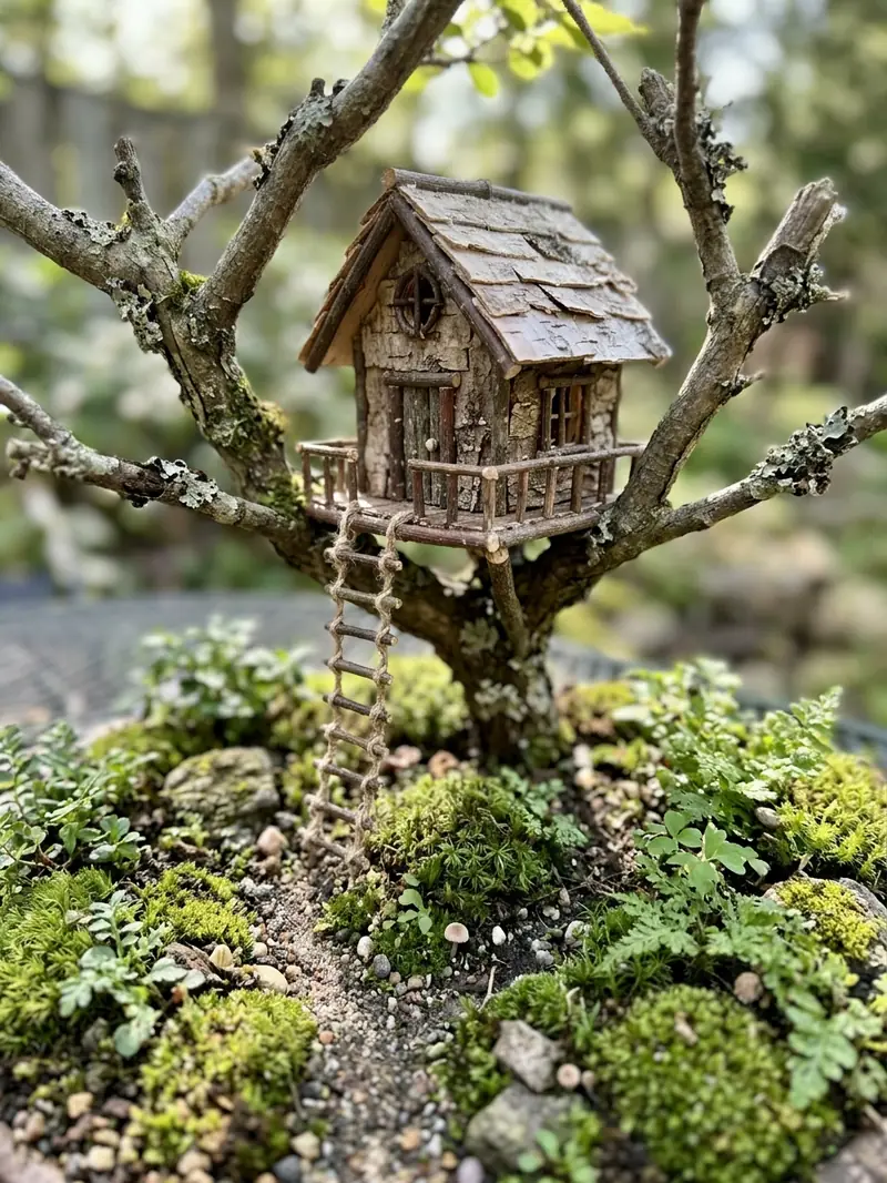 Fairy Garden With a Miniature Treehouse