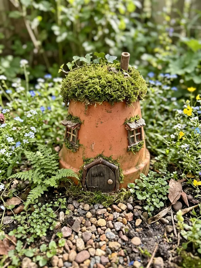 Fairy House From a Small Clay Pot