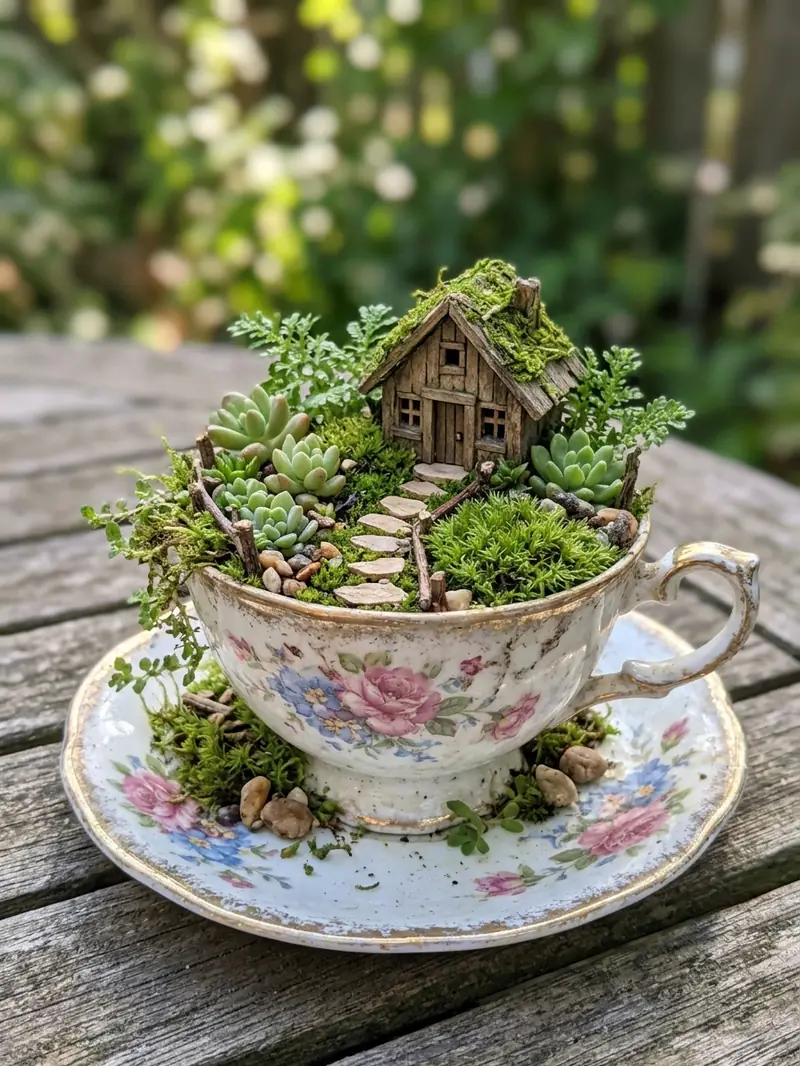 Upcycled Fairy Garden Teacup