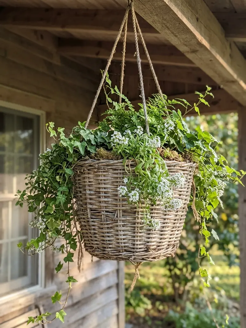 Old Basket Hanging Planter