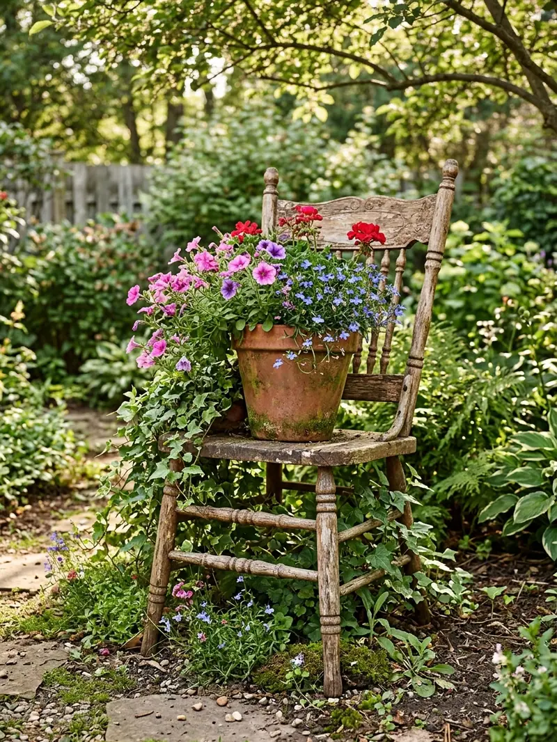 Old Chair Flower Display