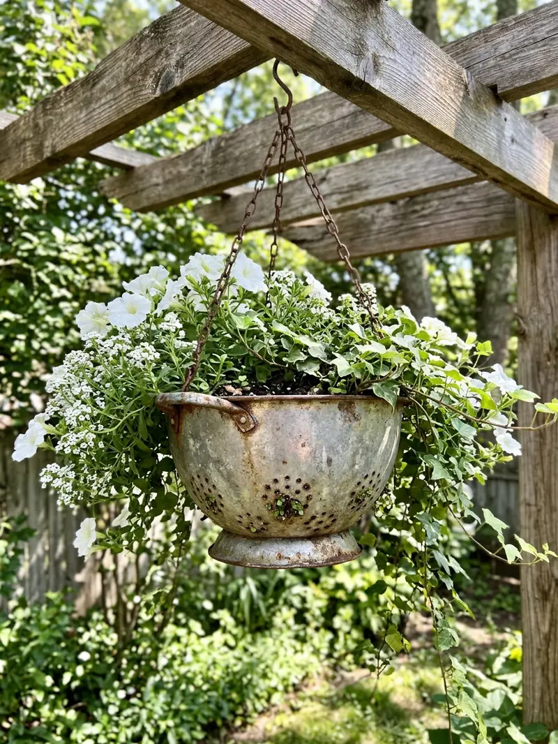 Old Colander Hanging Planter
