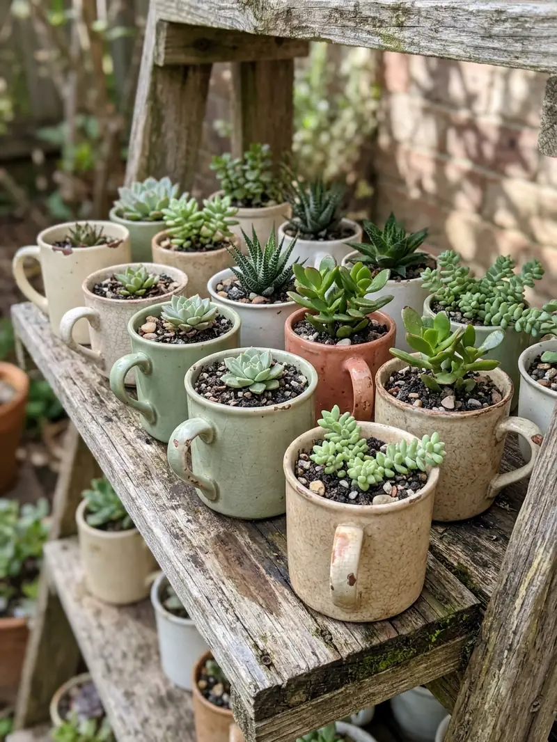 Old Mug Mini Planters