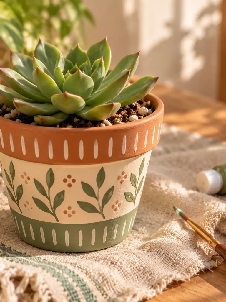 Painted Terracotta Succulent Pot
