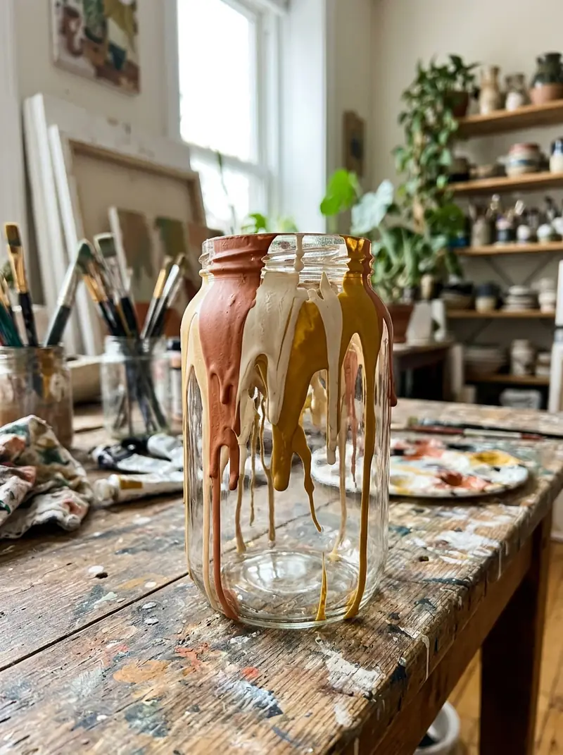 Dripped Paint Art Jars