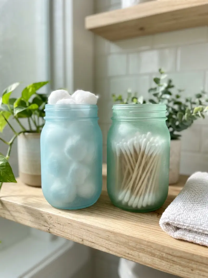 Sea Glass Style Bathroom Jars