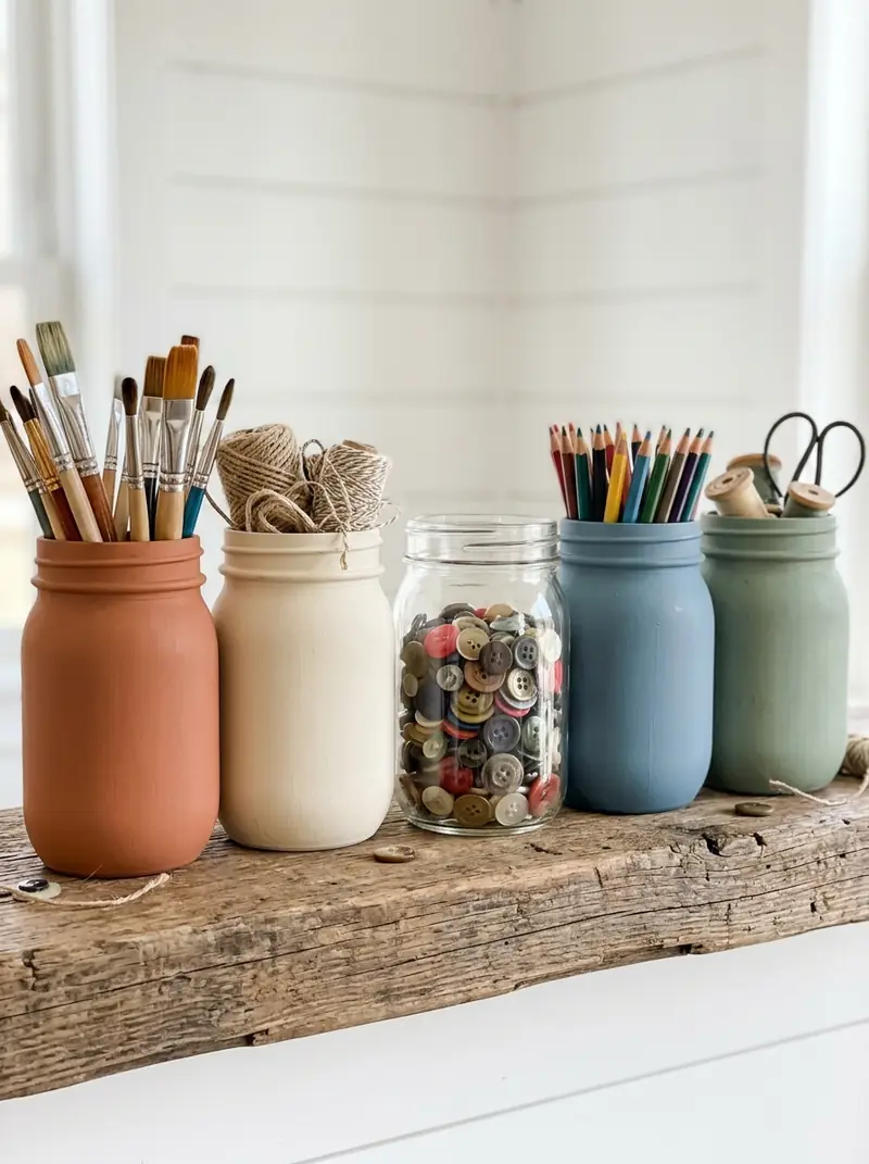Chalk-Painted Mason Jar Storage