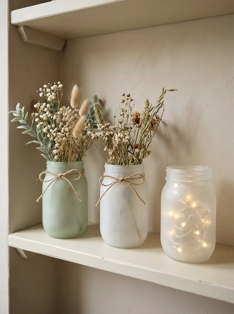 Frosted Glass Mason Jar Decor