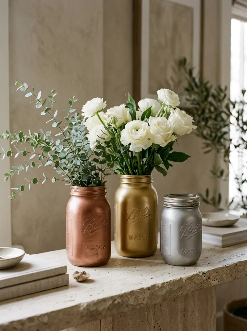 Gold or Metallic Mason Jar Accents