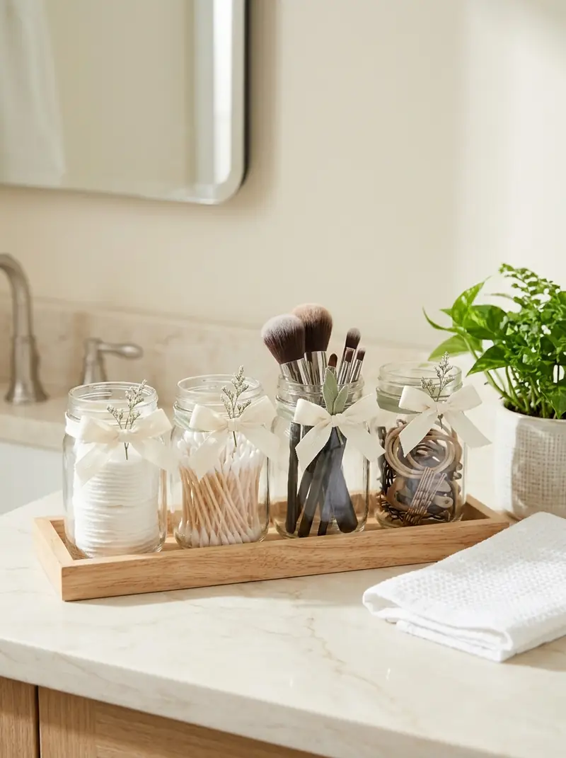 Mason Jar Bathroom Organizers
