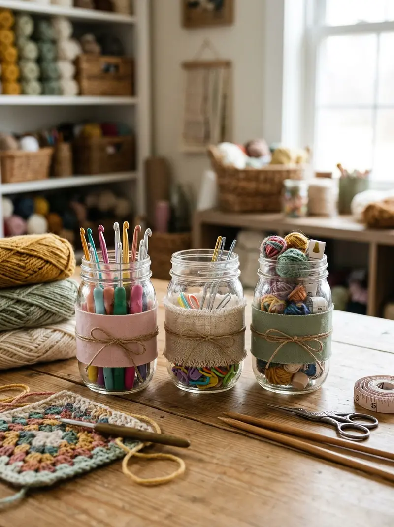 Mason Jar Crochet or Knitting Supply Holders
