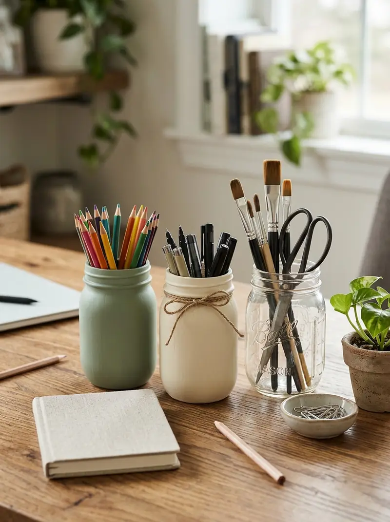 Mason Jar Desk Organizers