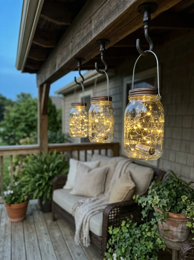 Mason Jar Hanging Lanterns for Covered Patios