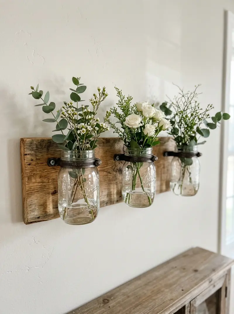 Mason Jar Hanging Wall Vases