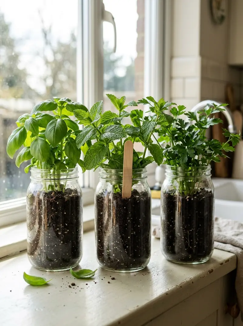 Mason Jar Herb Planters