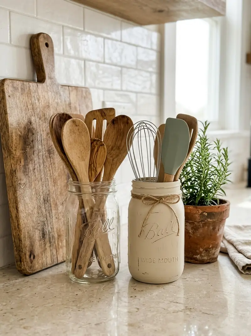 Mason Jar Kitchen Utensil Holders