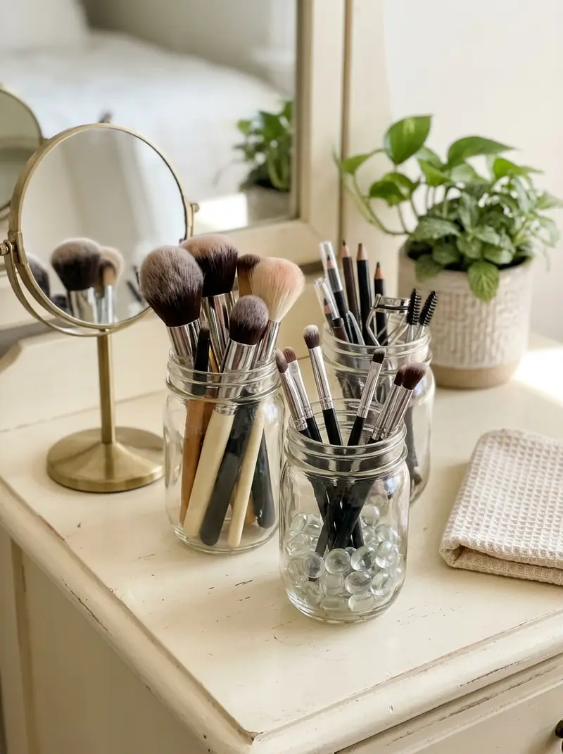 Mason Jar Makeup Brush Holders