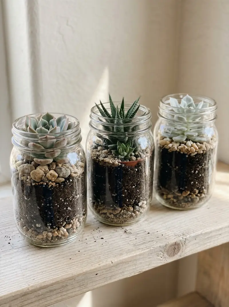 Mason Jar Succulent Displays