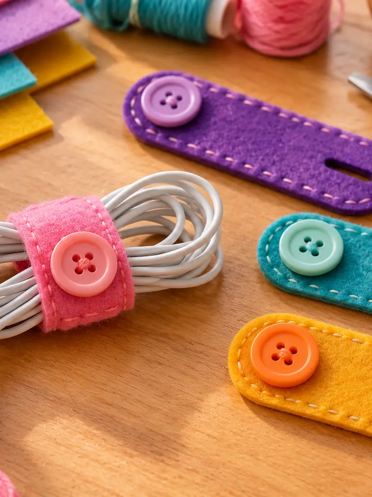 Felt and Button Cable Wraps