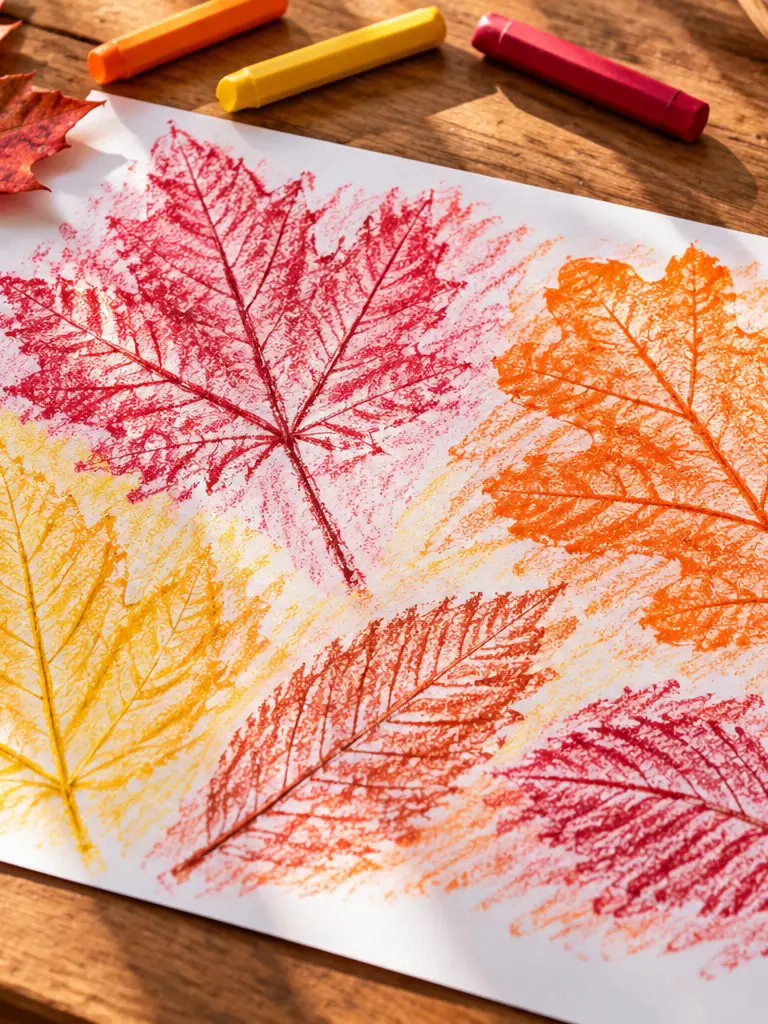 Leaf Rubbing Art Collages